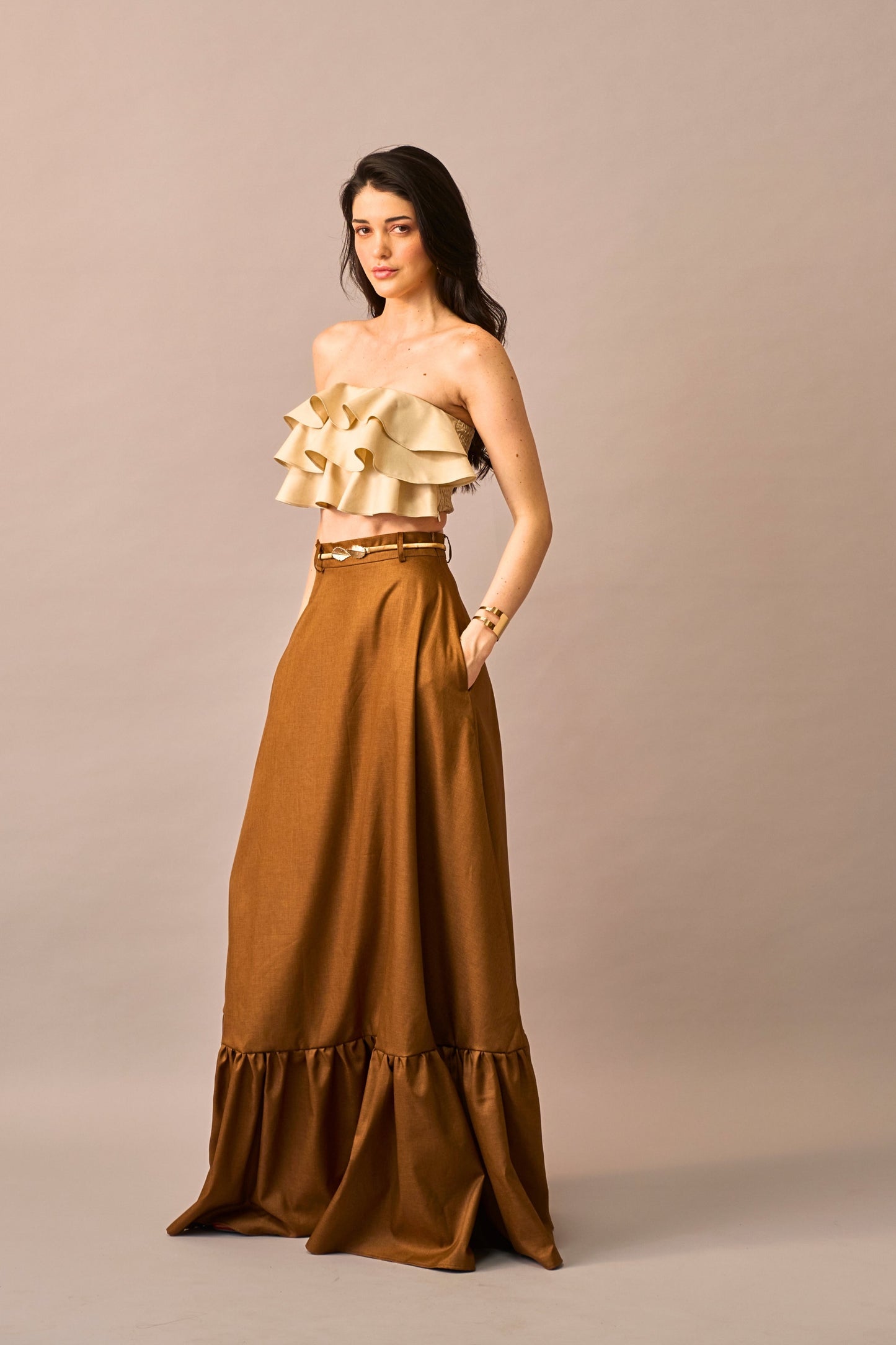 Vanilla Melt – Ruffled Crop Top for Women