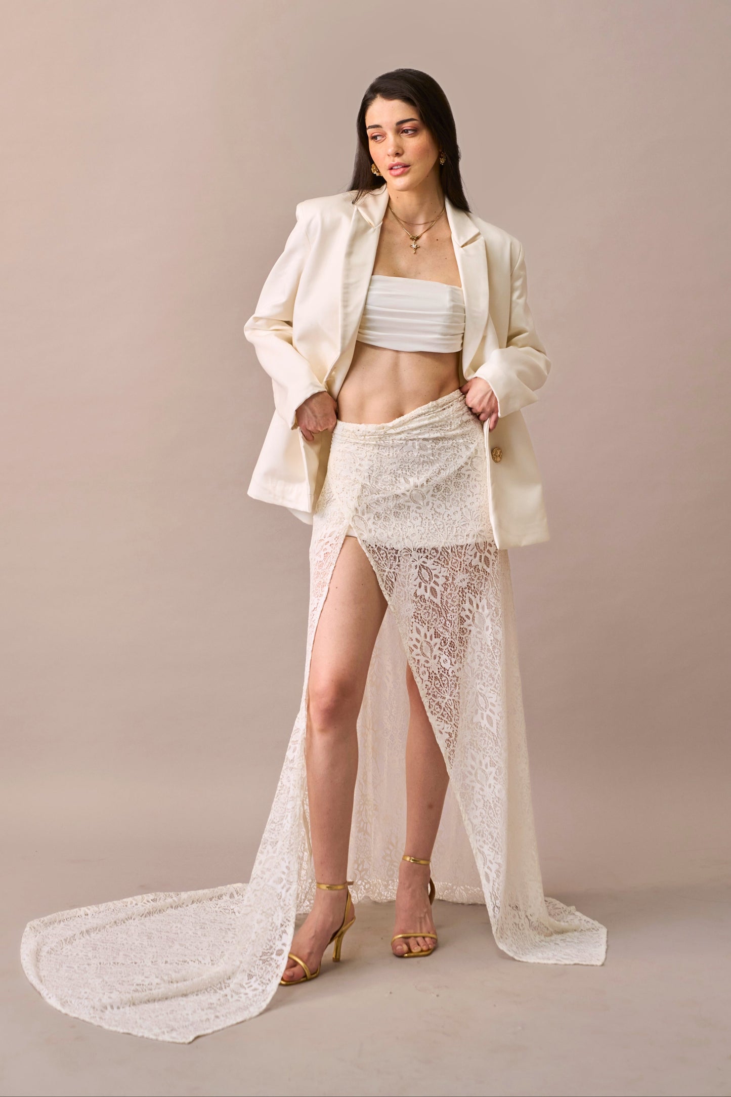 Cloud Drape - Lace Maxi Skirt with Inner 2-piece set