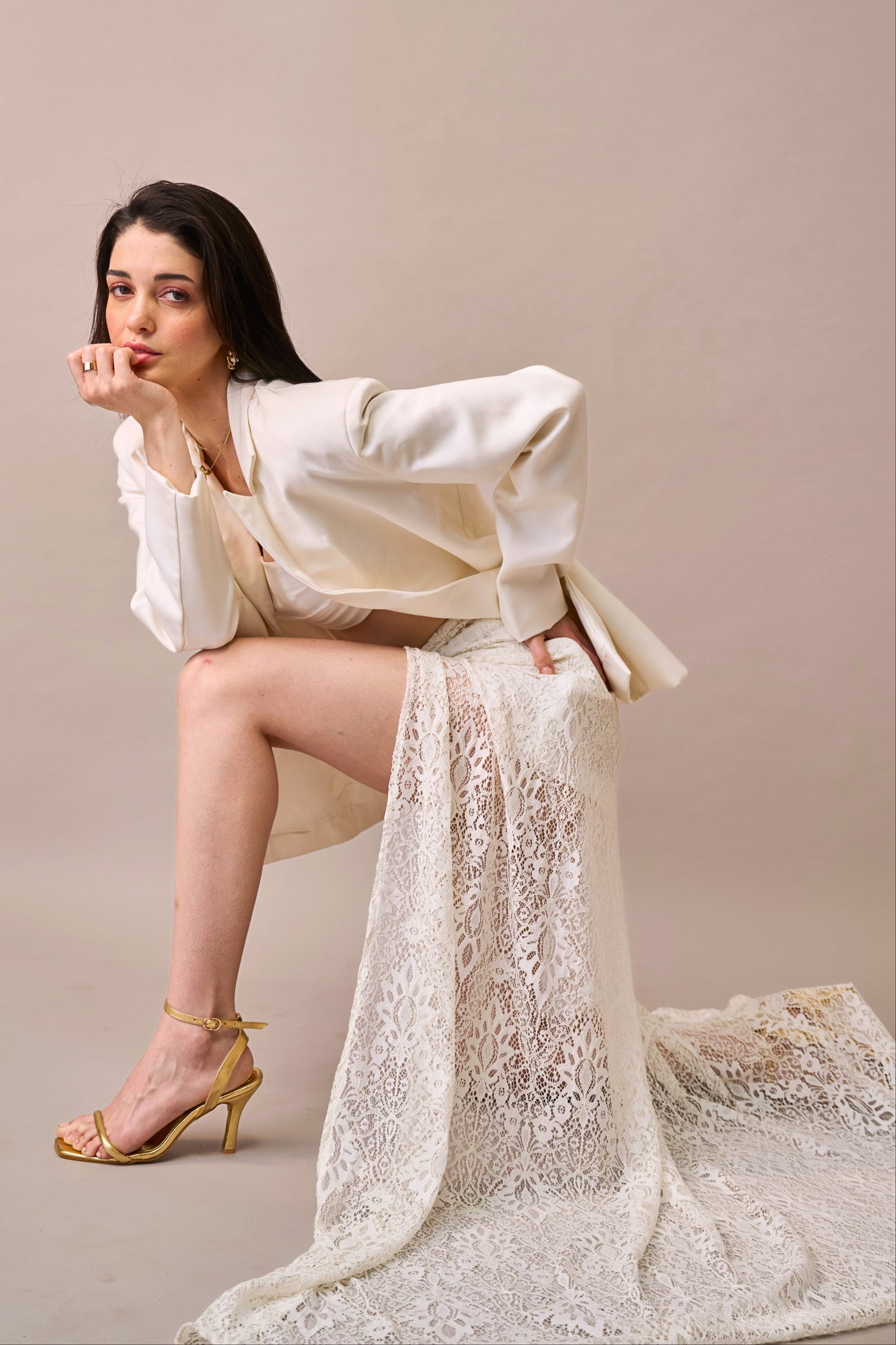 Cloud Drape - Lace Maxi Skirt with Inner 2-piece set