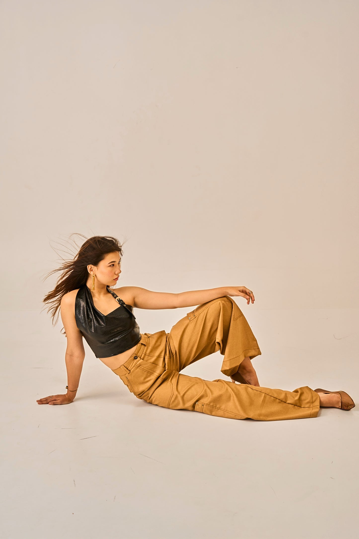 Burnt Ember - High Waist Utility Trousers for Women