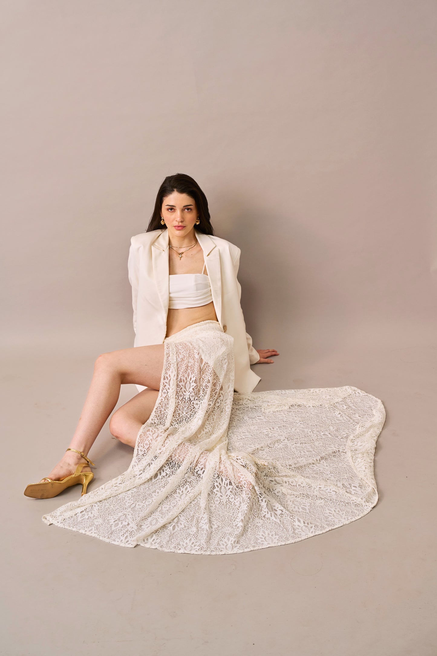 Cloud Drape - Lace Maxi Skirt with Inner 2-piece set