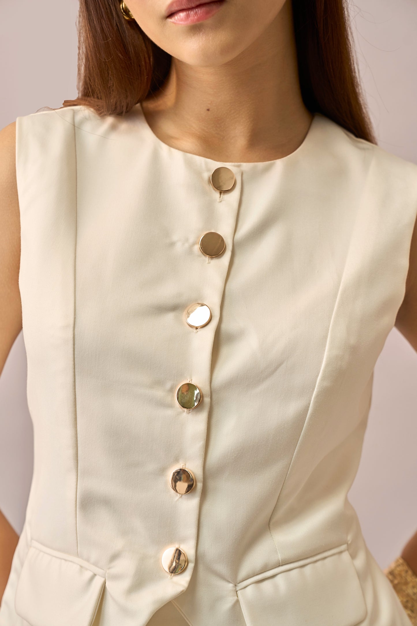 Ivory Hour - Mid-waist A-line Ivory Midi Skirt for Women