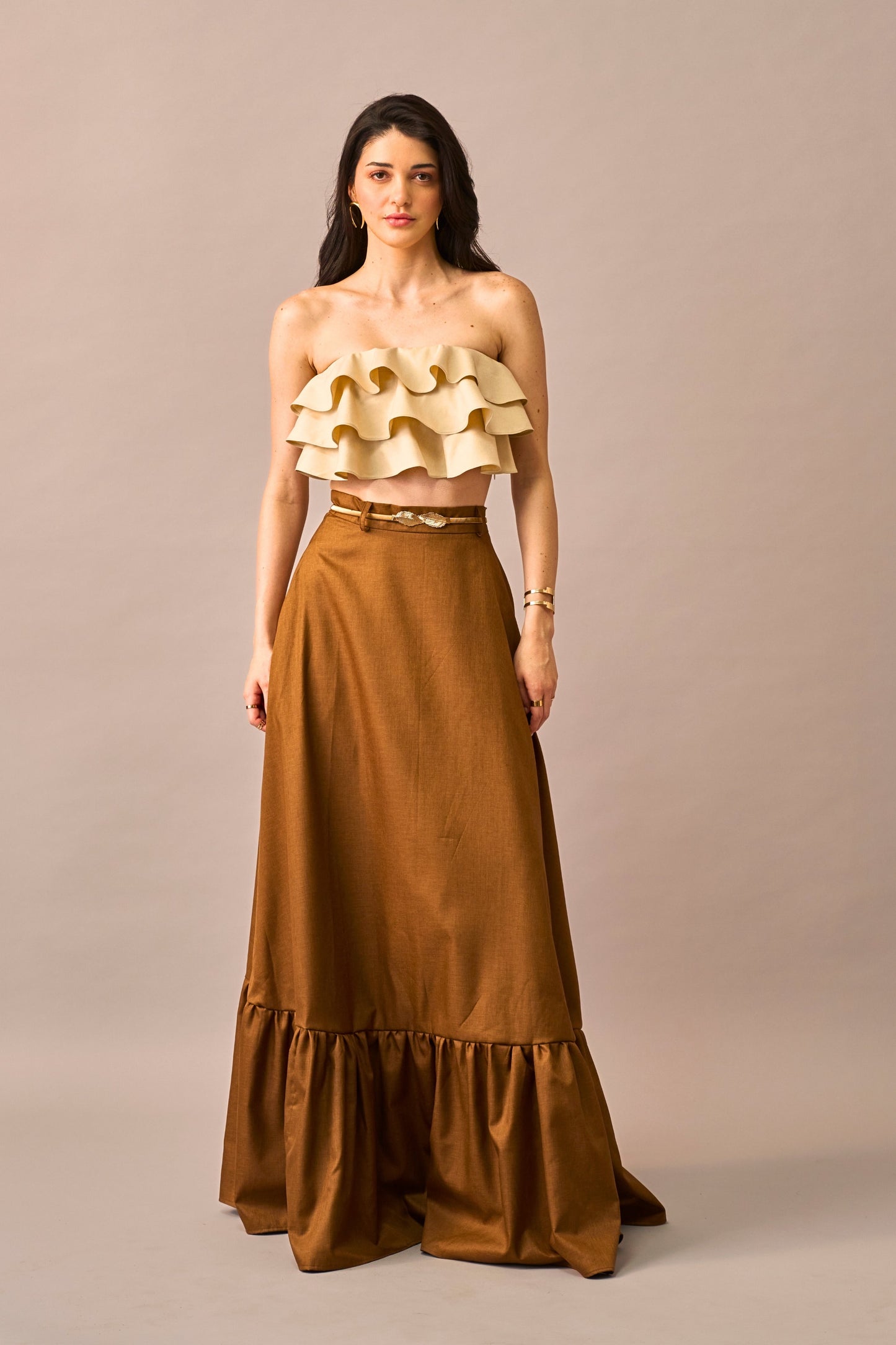 Vanilla Melt – Ruffled Crop Top for Women