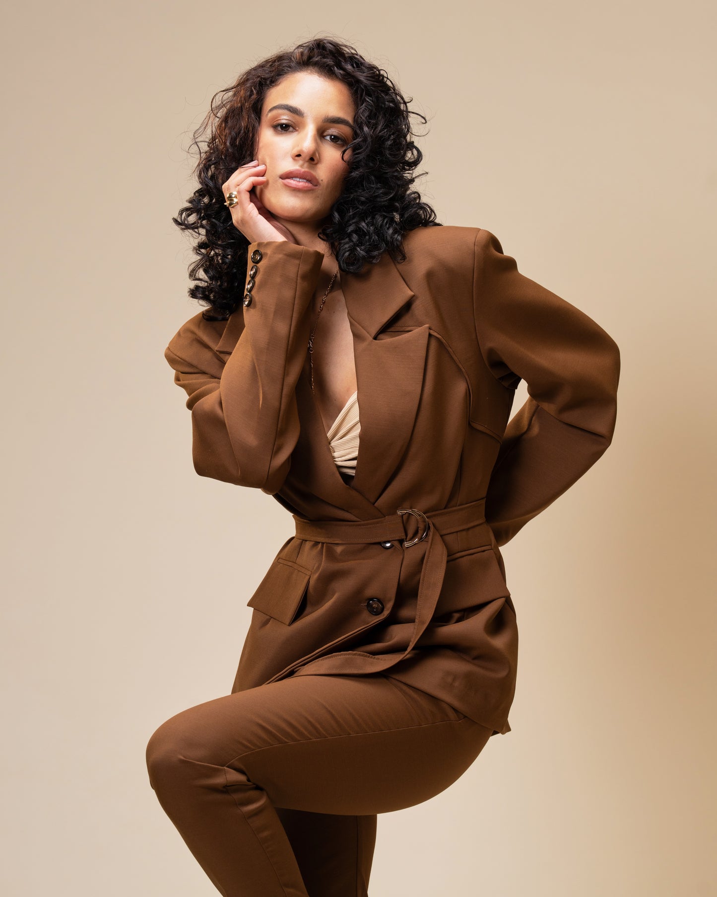 Command Mocha Brown Tapered Ankle Length Trousers