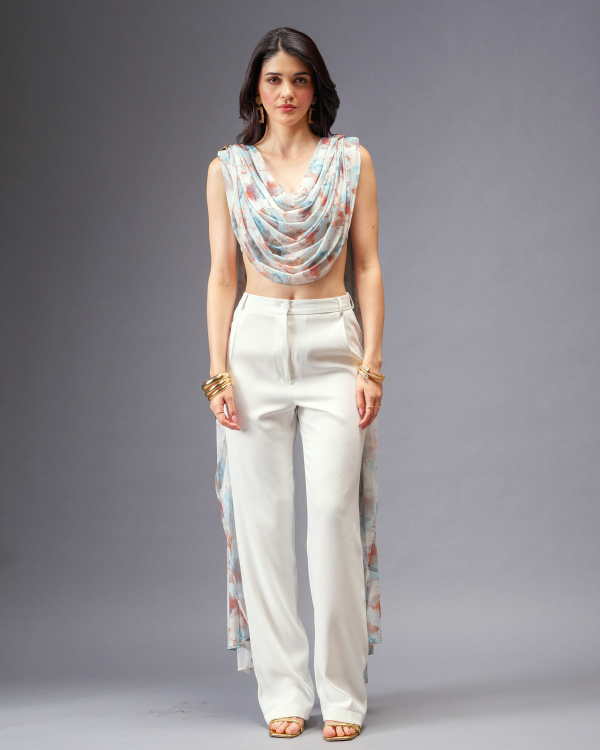Autumn Wind 2- piece Set with Off-white Bralette with Removable Sash