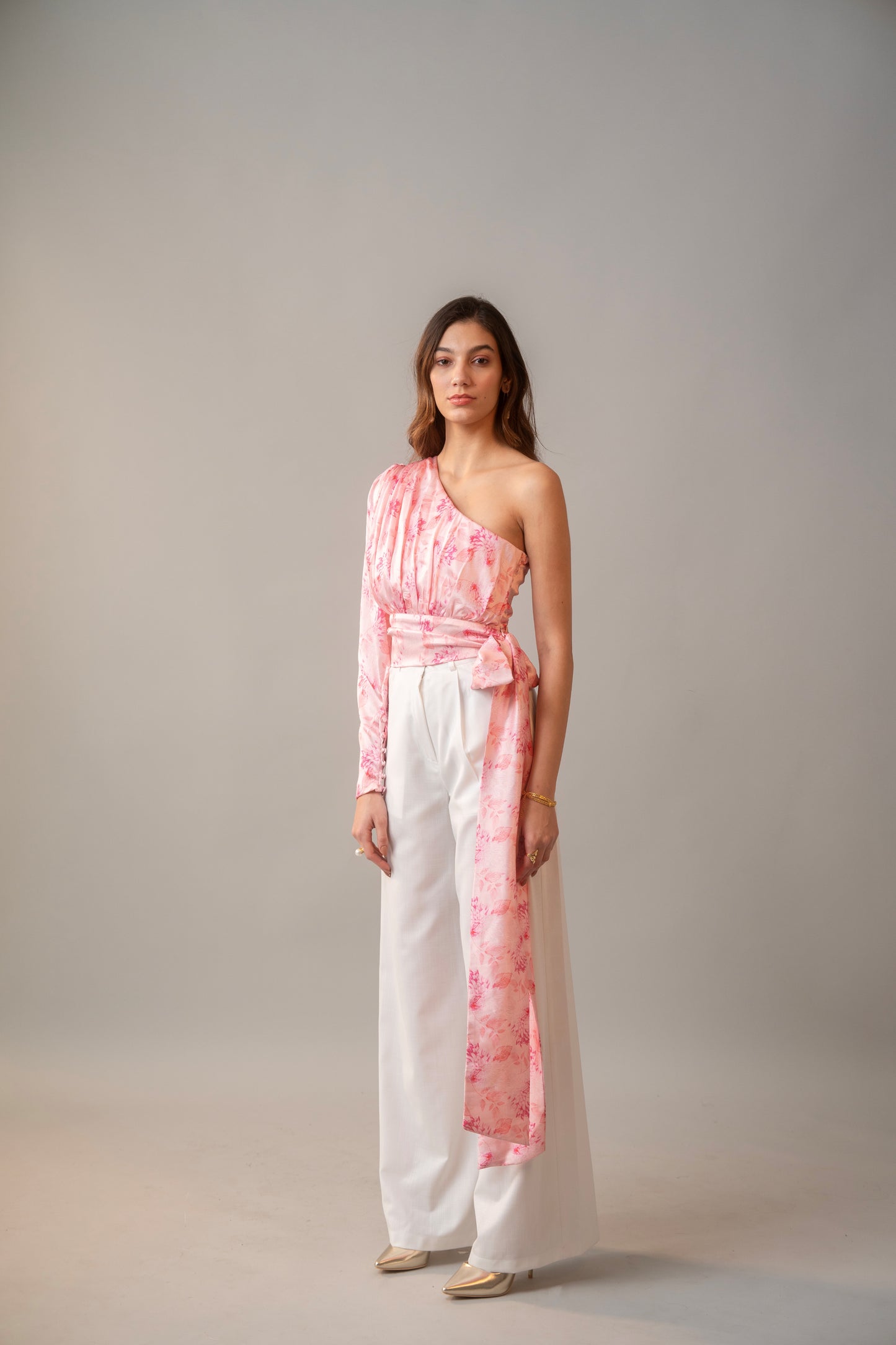 Snow Trousers - White Linen Fully-lined Straight Leg Pants for Women