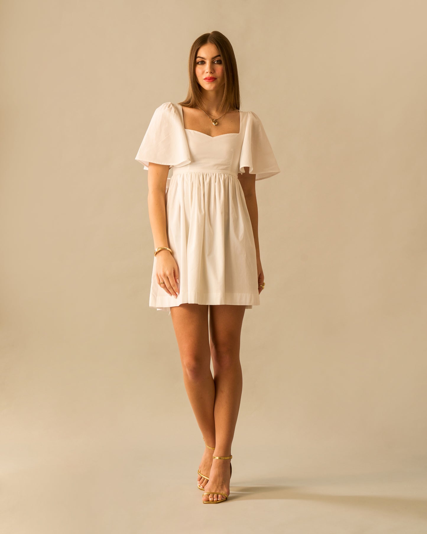 Ethereal Soul White Tie-Back Cotton Mini Dress for Women – Sweetheart Neck