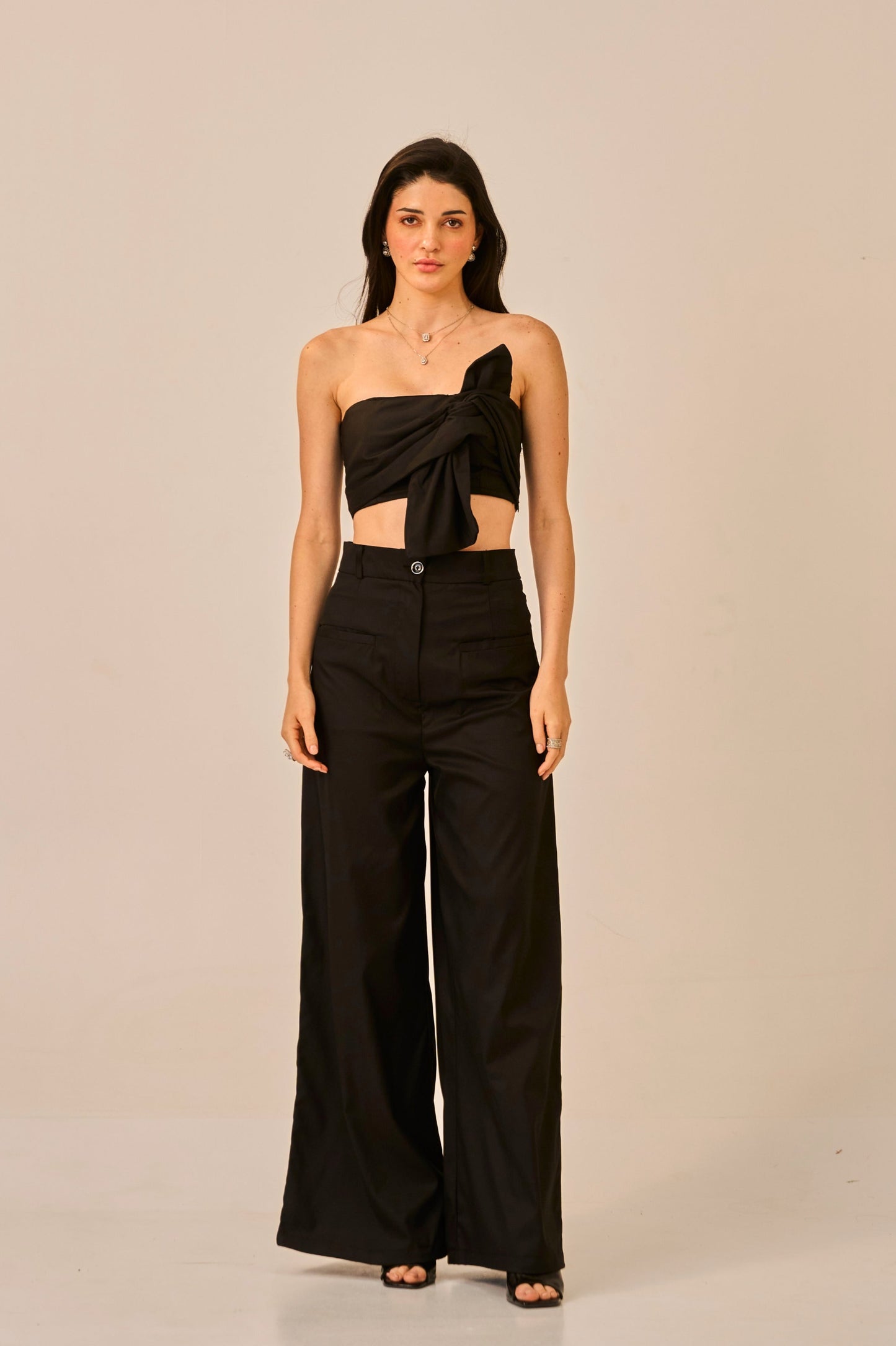 Knot Theory – Black Bandeau Crop Top for Women