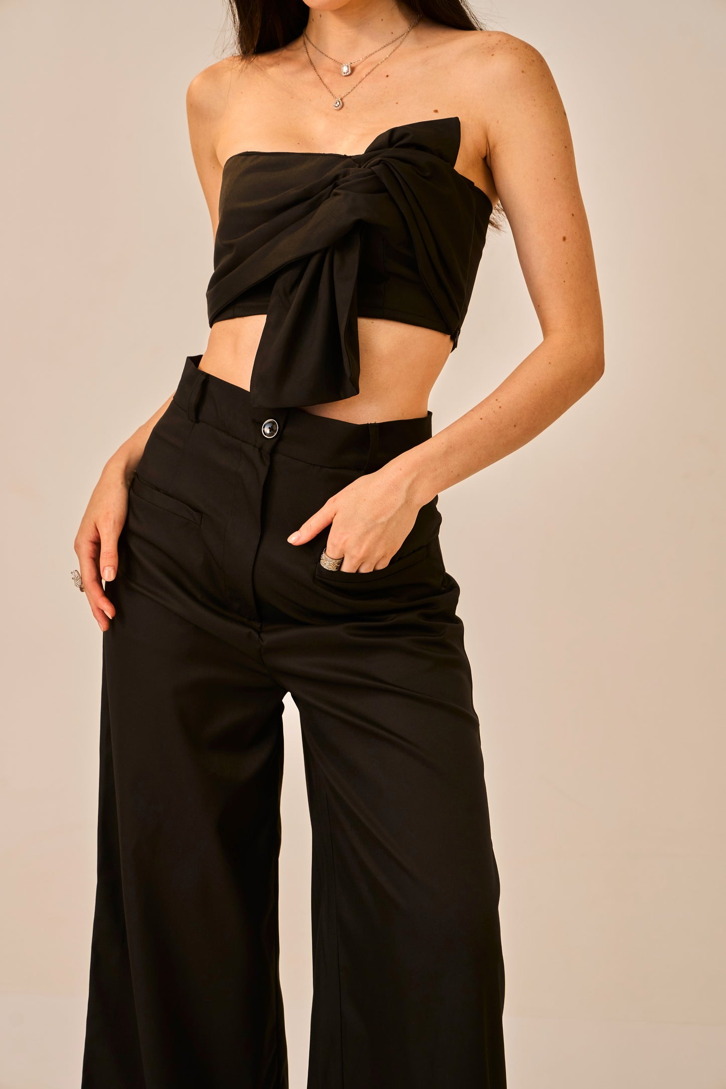 Knot Theory – Black Bandeau Crop Top for Women