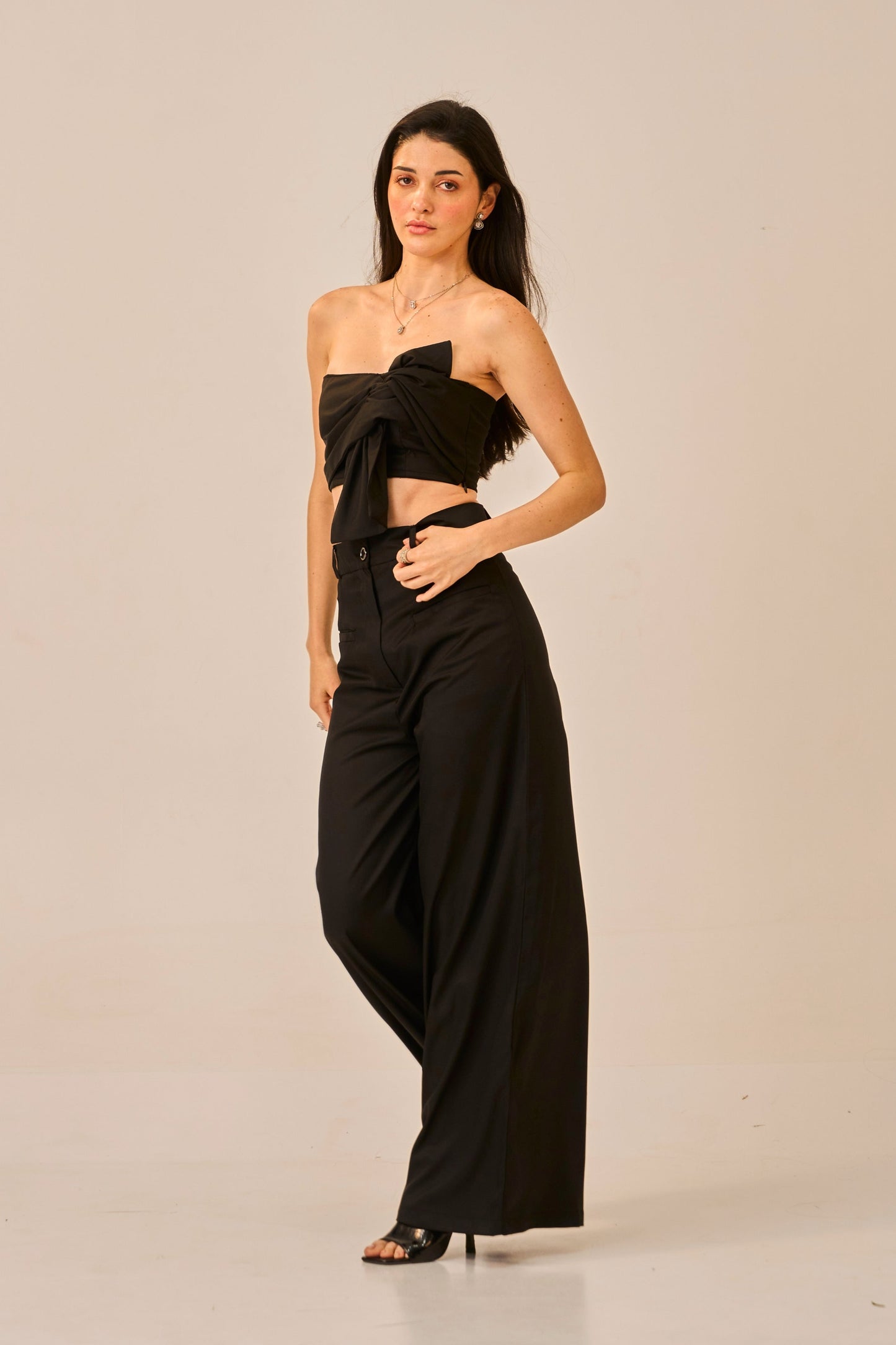 Knot Theory – Black Bandeau Crop Top for Women