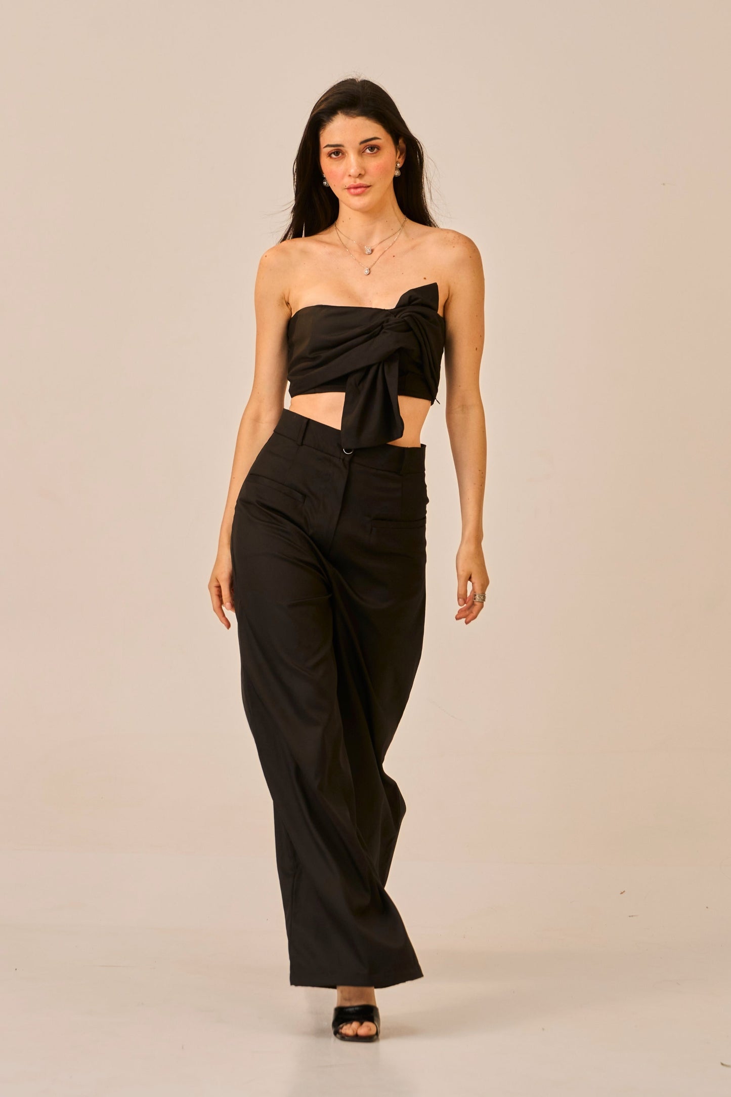 Knot Theory – Black Bandeau Crop Top for Women