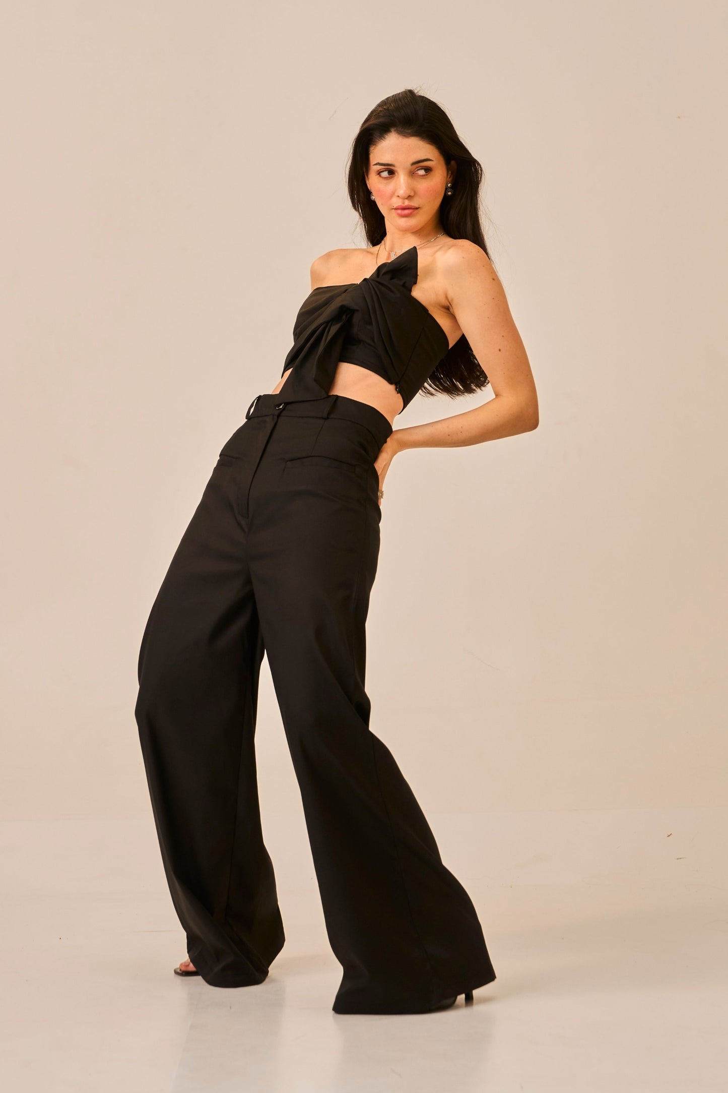 Knot Theory – Black Bandeau Crop Top for Women