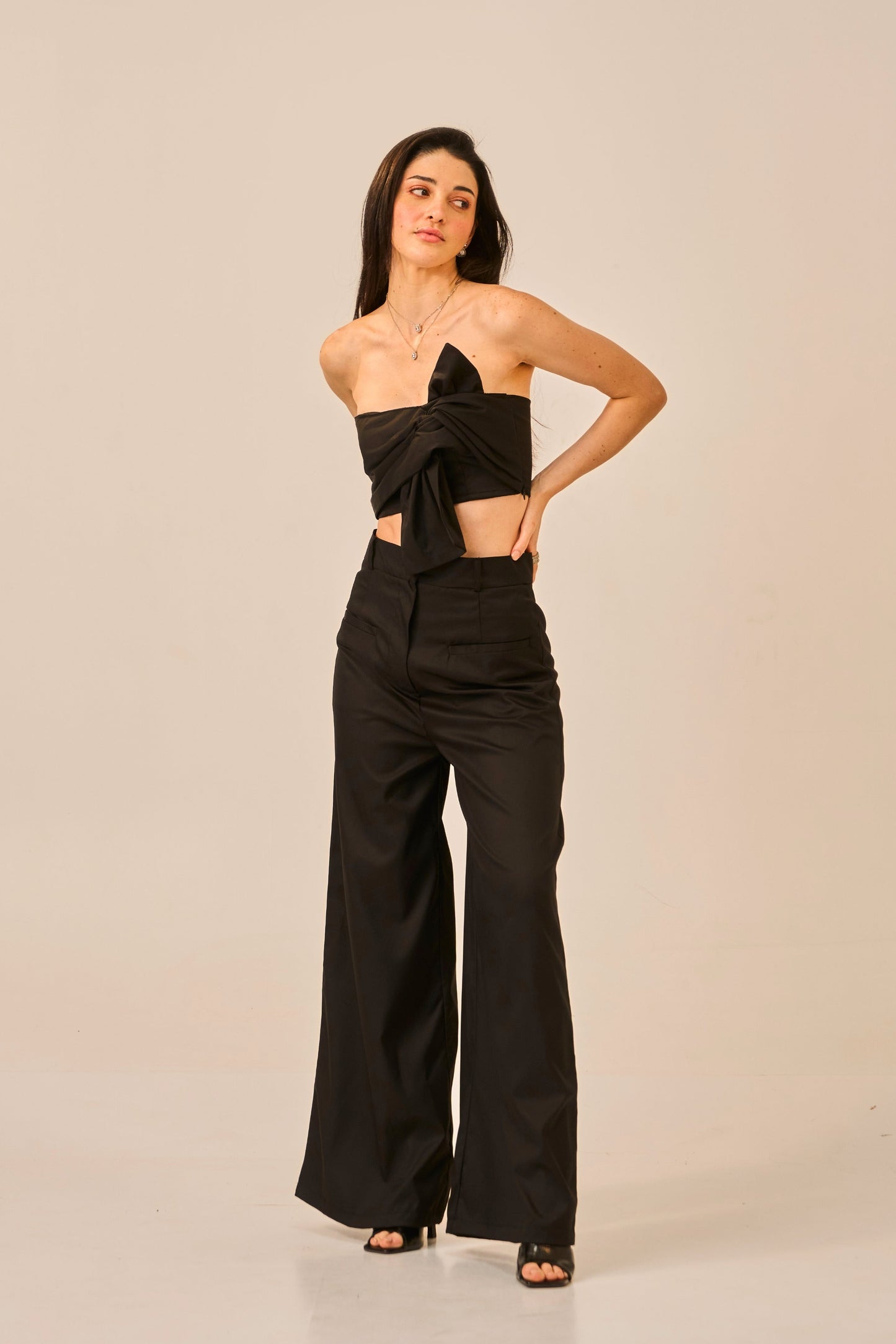 Knot Theory – Black Bandeau Crop Top for Women