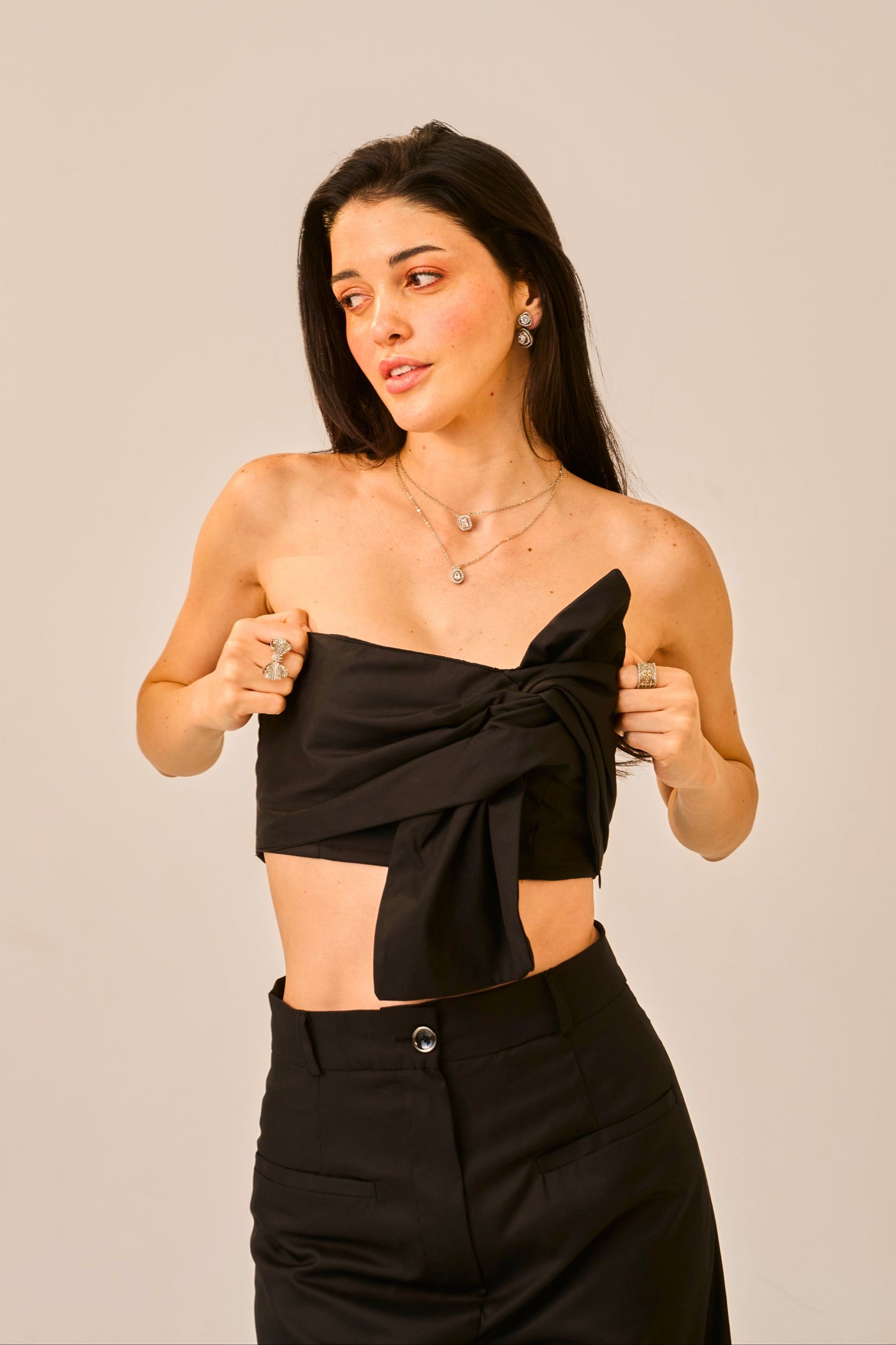 Knot Theory – Black Bandeau Crop Top for Women
