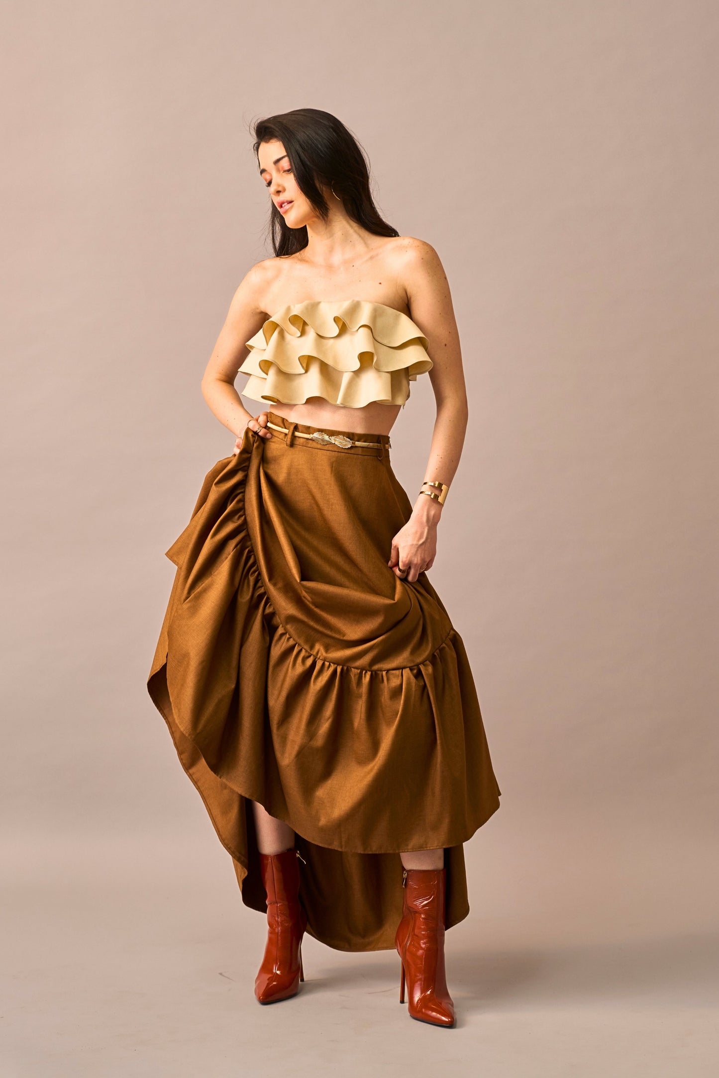 Vanilla Melt – Ruffled Crop Top for Women