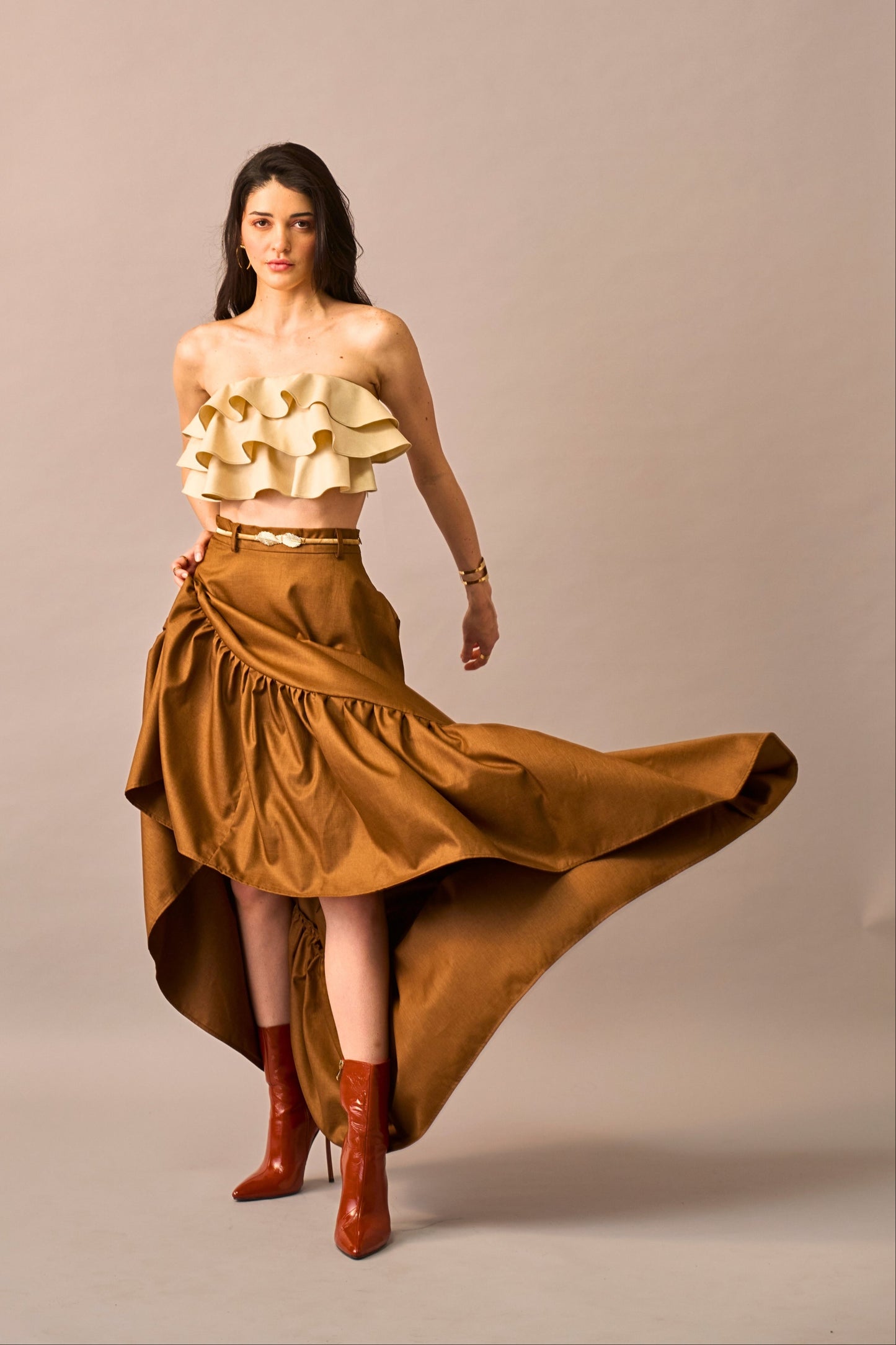 Vanilla Melt – Ruffled Crop Top for Women
