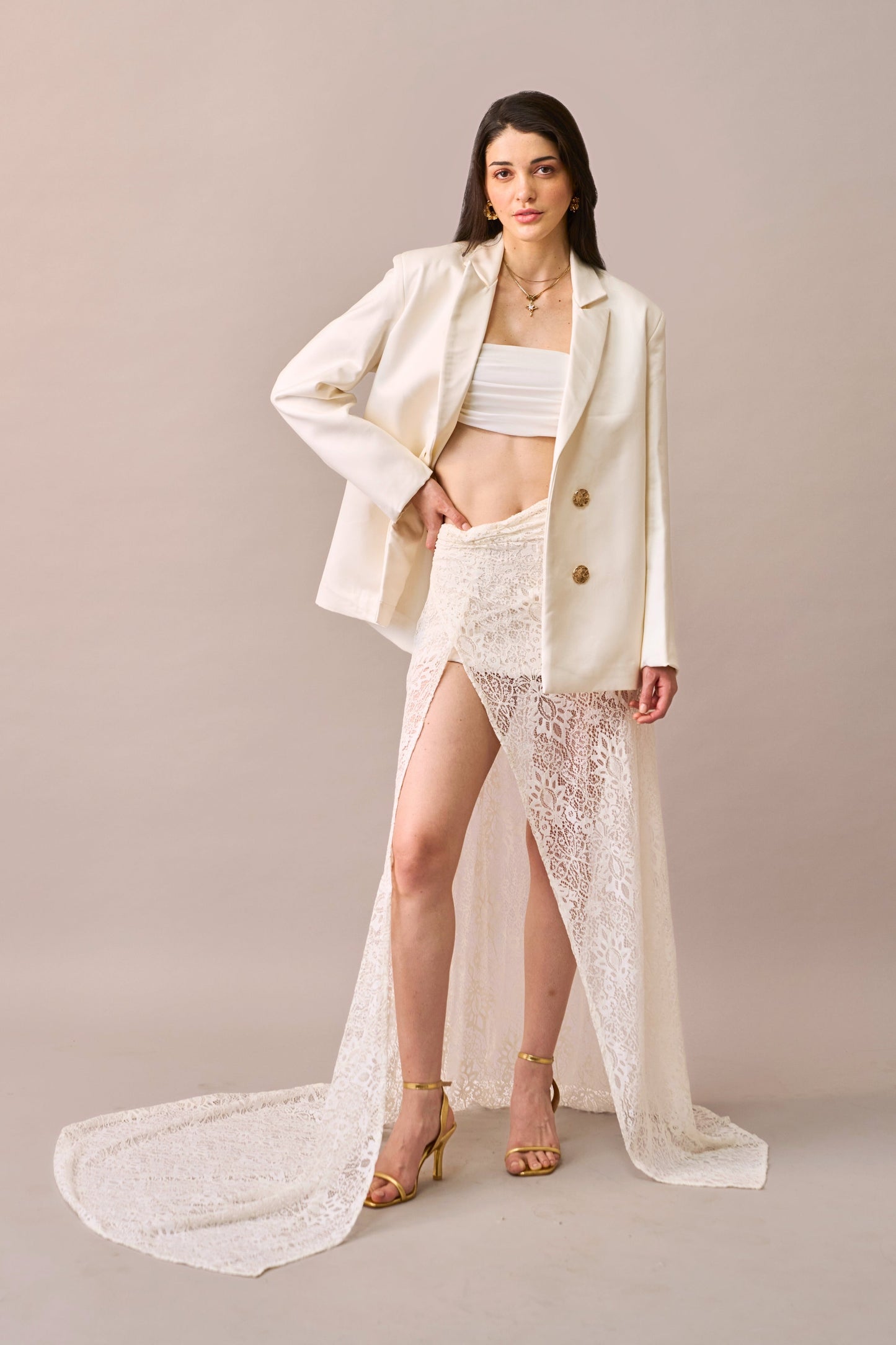 Cloud Drape - Lace Maxi Skirt with Inner 2-piece set
