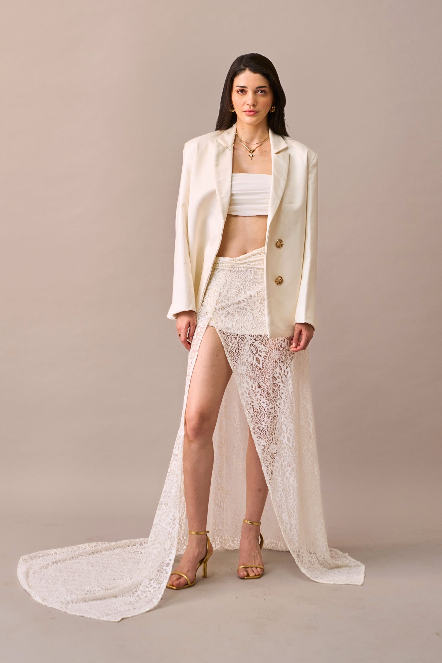 Cloud Drape - Lace Maxi Skirt with Inner 2-piece set