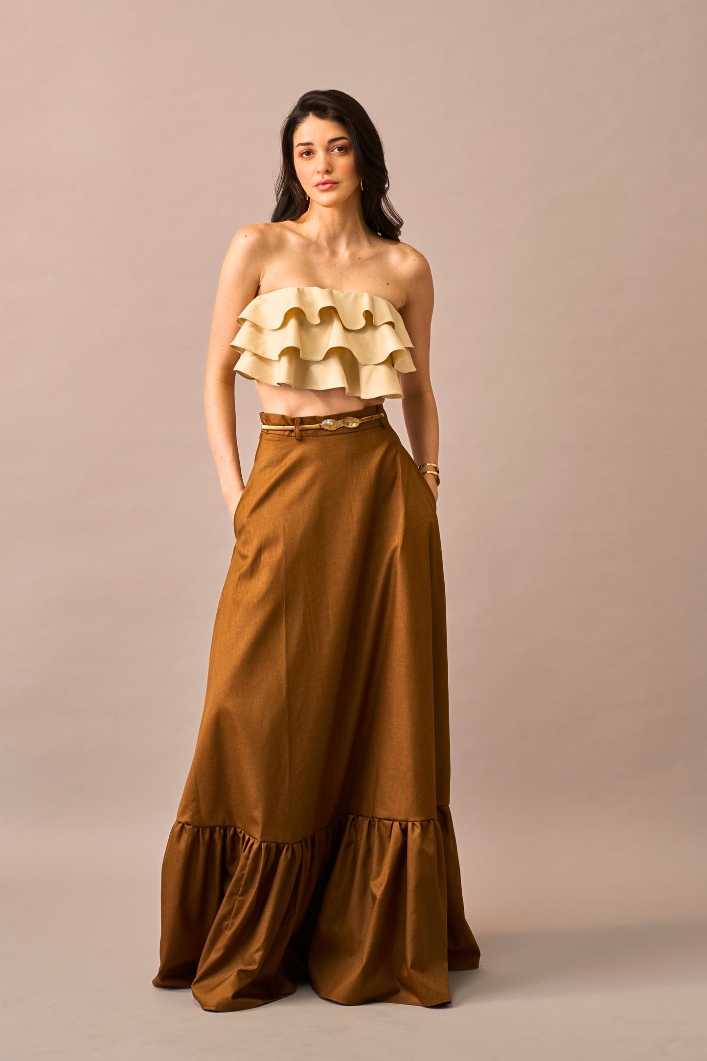 Vanilla Melt – Ruffled Crop Top for Women