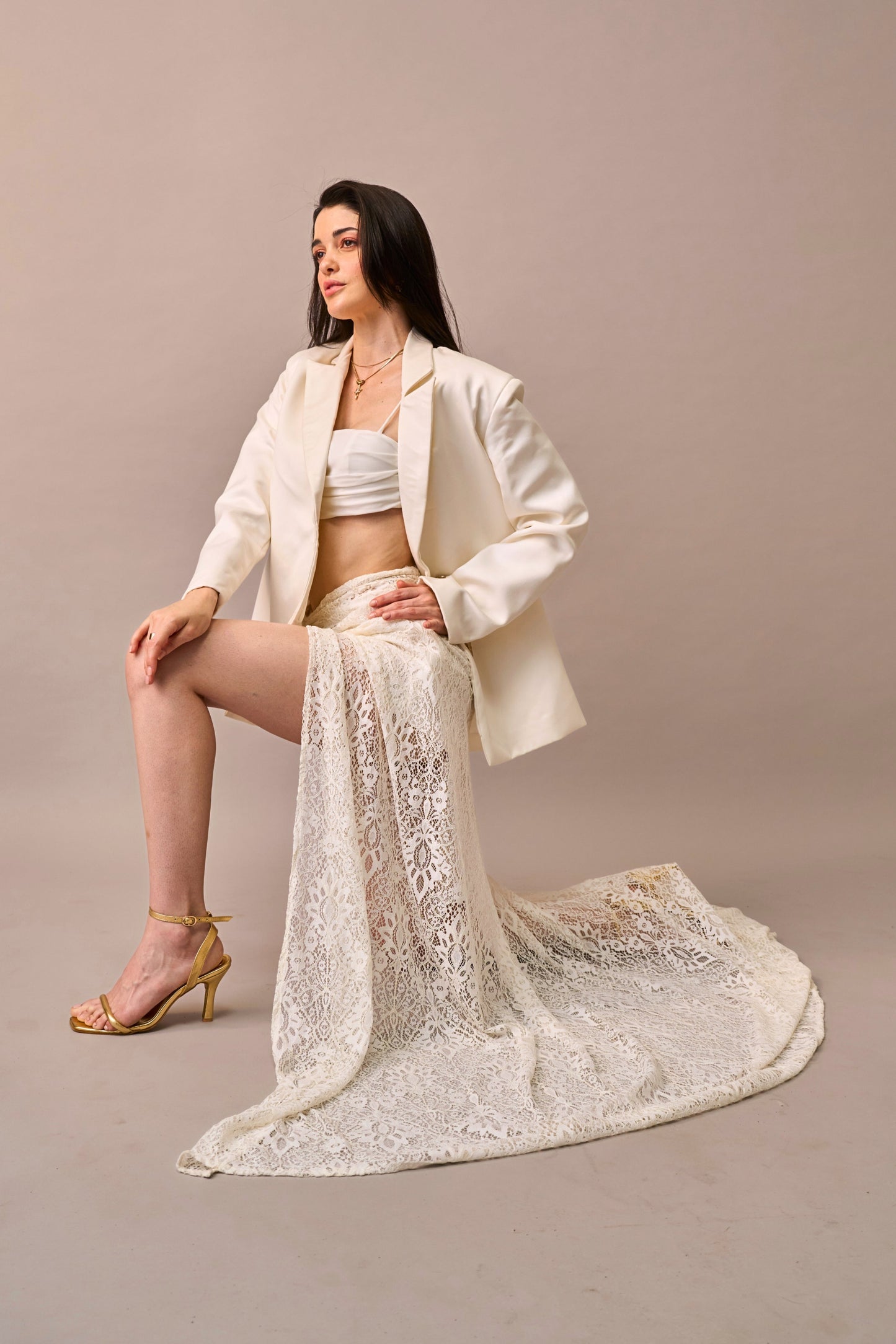 Cloud Drape - Lace Maxi Skirt with Inner 2-piece set