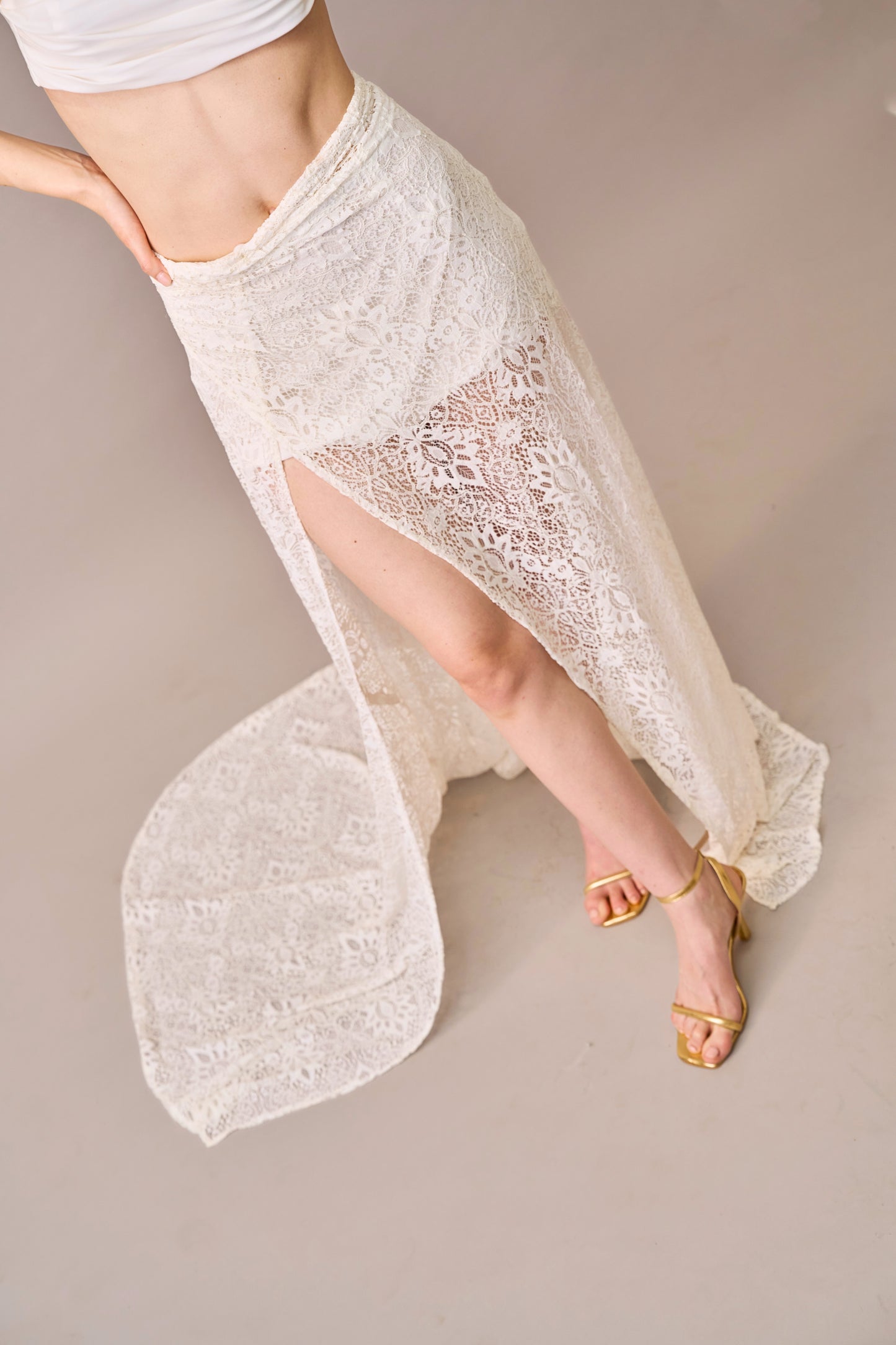 Cloud Drape - Lace Maxi Skirt with Inner 2-piece set