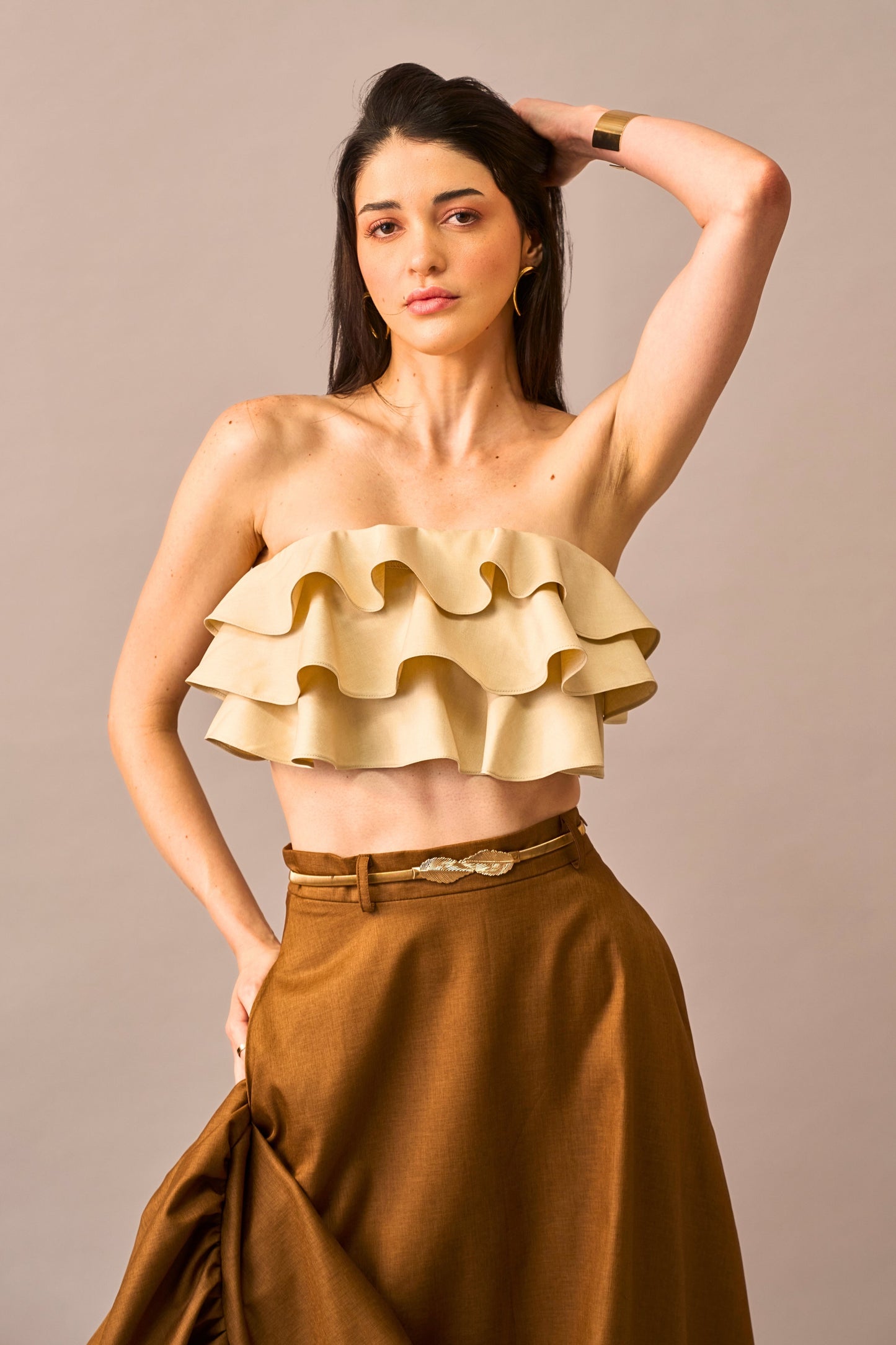 Vanilla Melt – Ruffled Crop Top for Women