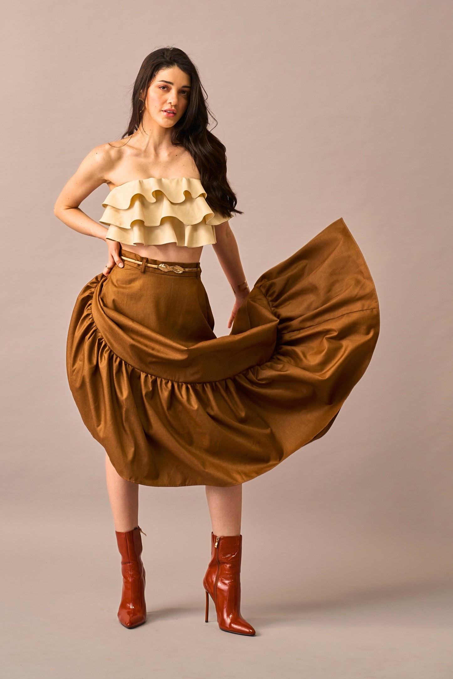 Vanilla Melt – Ruffled Crop Top for Women