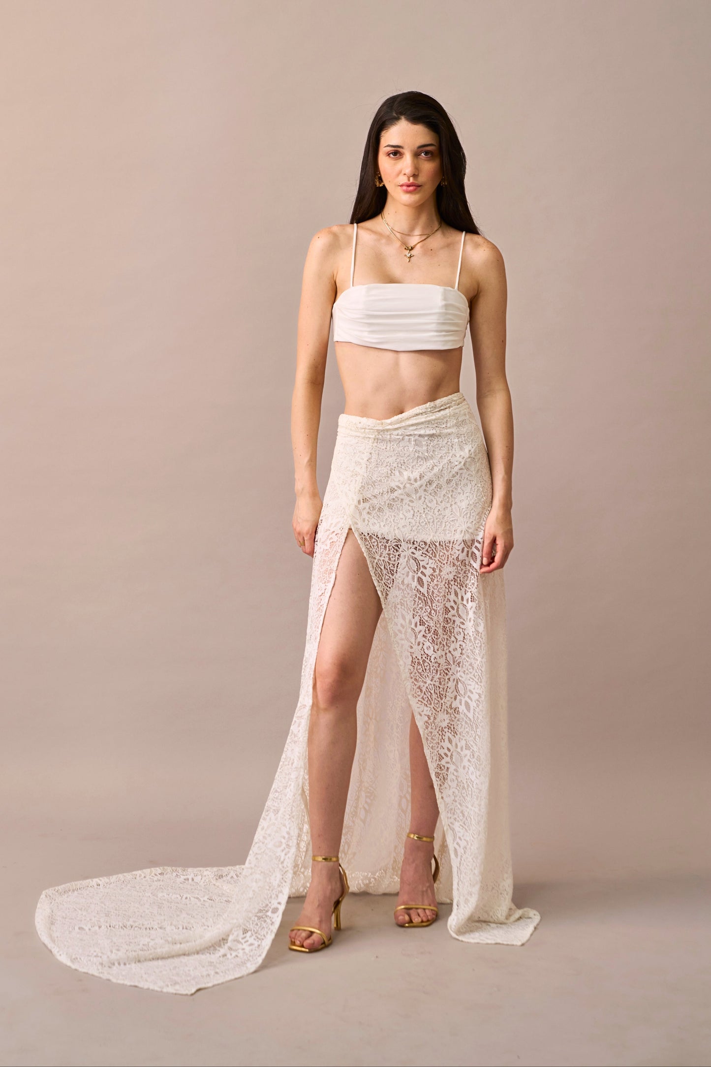 Cloud Drape - Lace Maxi Skirt with Inner 2-piece set