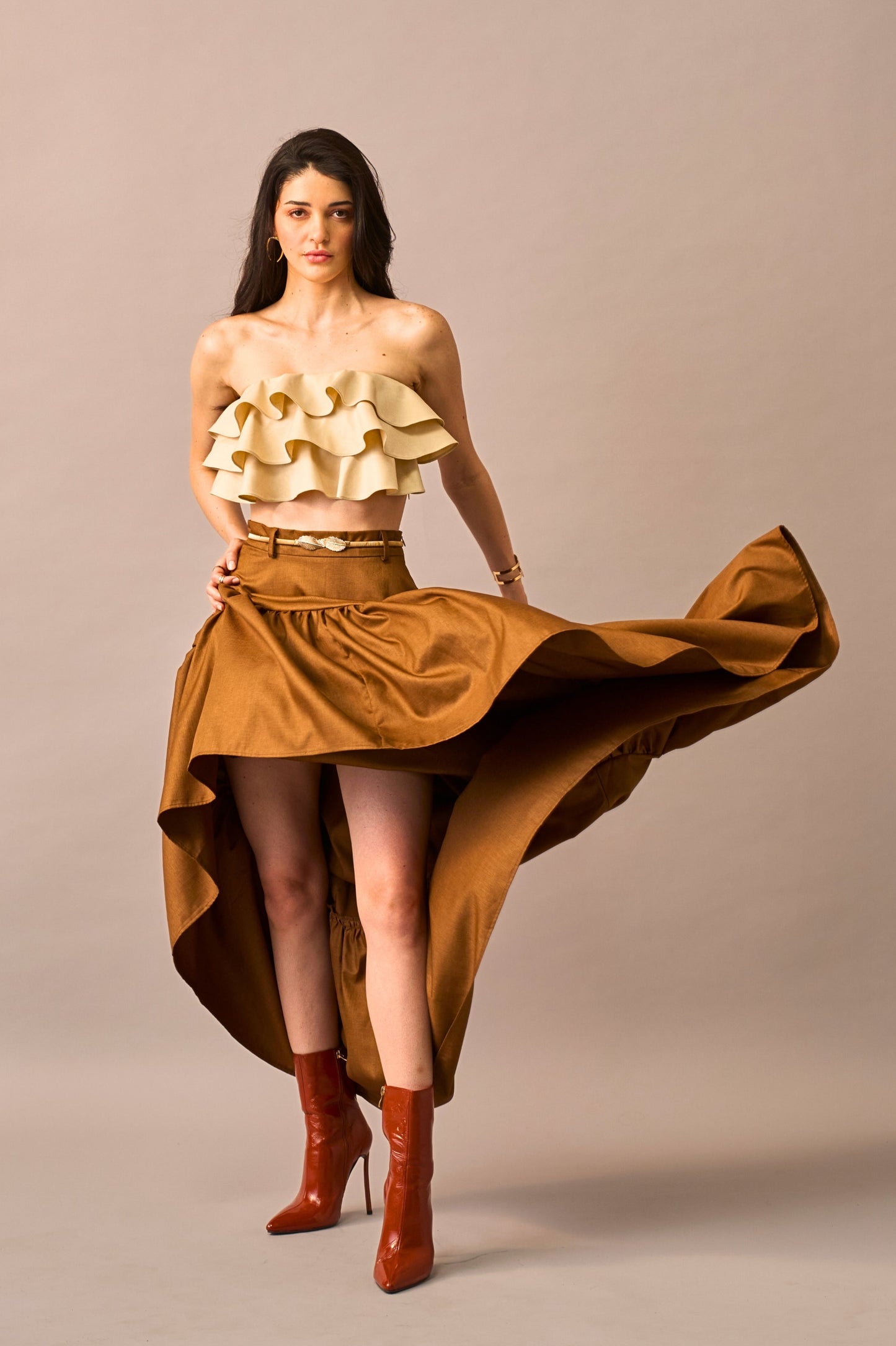 Vanilla Melt – Ruffled Crop Top for Women