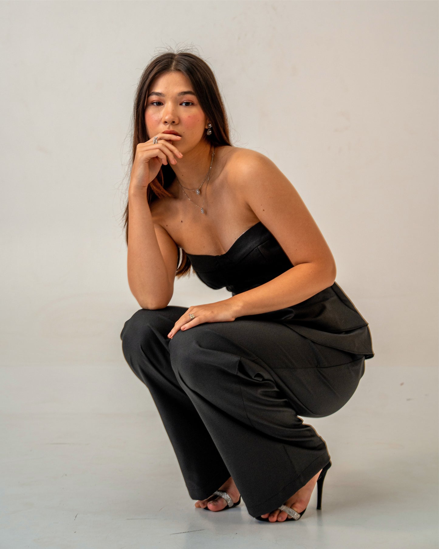 After Dark Set – Peplum Corset Style Top & Tailored Flat Front Trouser Co-ord Set