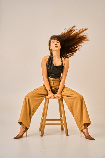 Burnt Ember -  High Waist Utility Trousers for Women