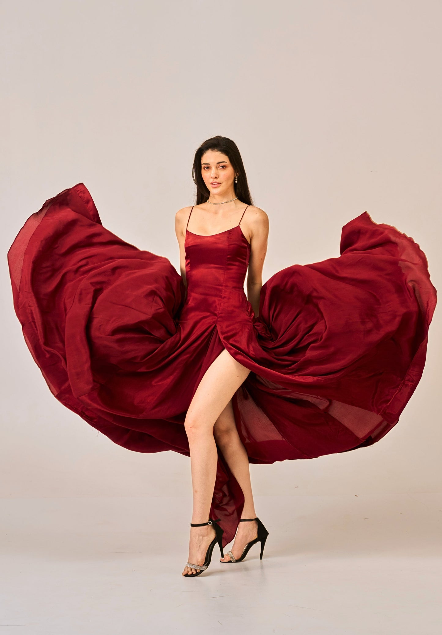 Dusk Rose Slit Gown for Women – Spaghetti Strap Maxi Dress