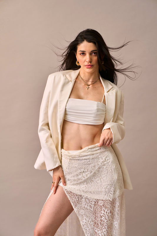 Cloud Drape - Ivory Oversized Jacket for Women
