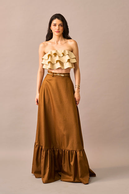 Vanilla Melt – Ruffled Crop Top for Women
