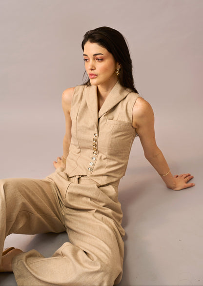 Soft Sand - Beige Waistcoat for Women