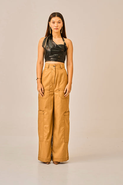 Burnt Ember -  High Waist Utility Trousers for Women