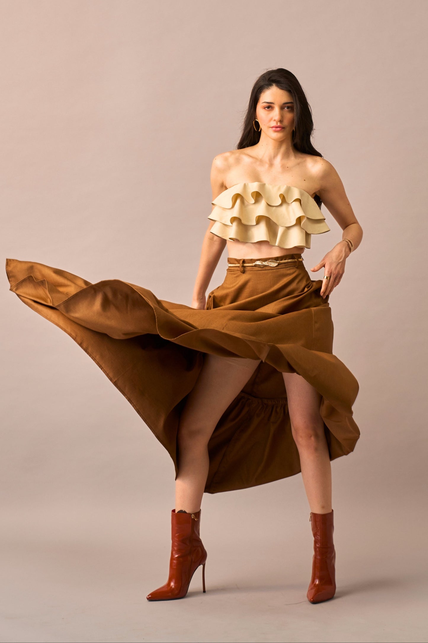 Vanilla Melt – Ruffled Crop Top for Women