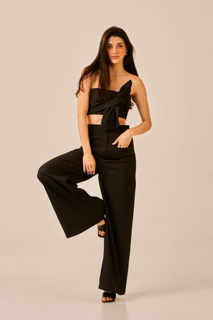 Knot Theory – Black Bandeau Crop Top for Women