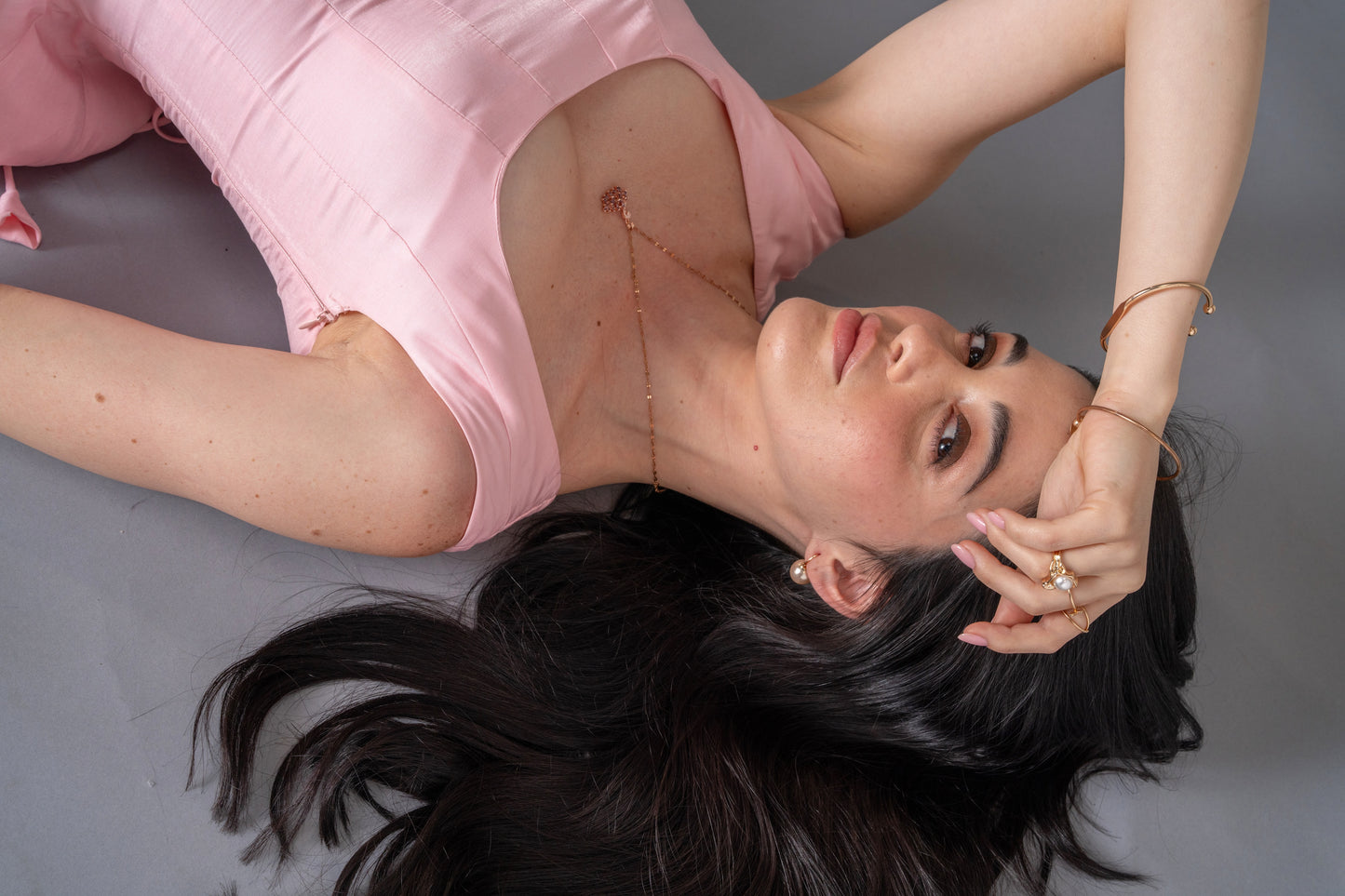 Blush Pink Panelled Midi Dress