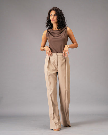Dune Brown Cowl Neck Top