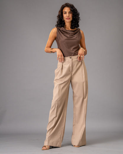 Dune Brown Cowl Neck Top