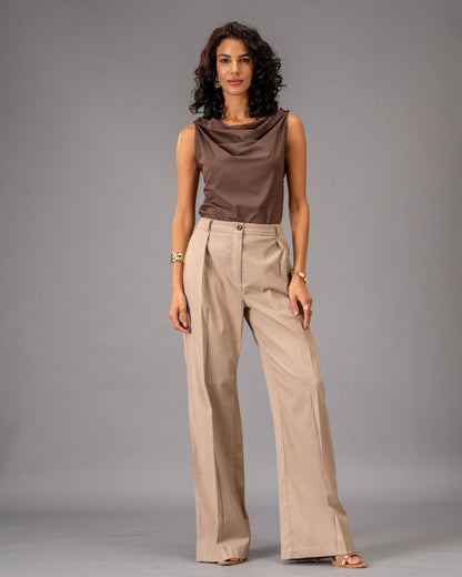 Dune Brown Cowl Neck Top