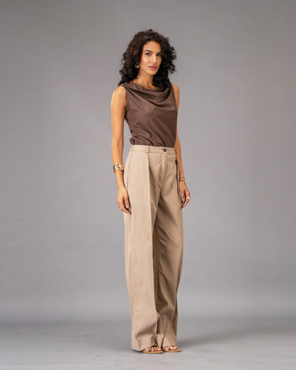 Dune Brown Cowl Neck Top