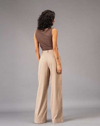 Dune Brown Cowl Neck Top