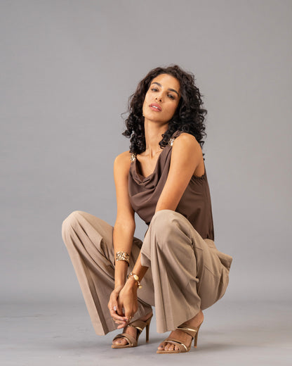 Dune Beige Wide-leg Trousers