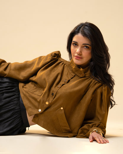 Hazel Stone Black Medium-Waisted Bubble Shorts with Voluminous Silhouette
