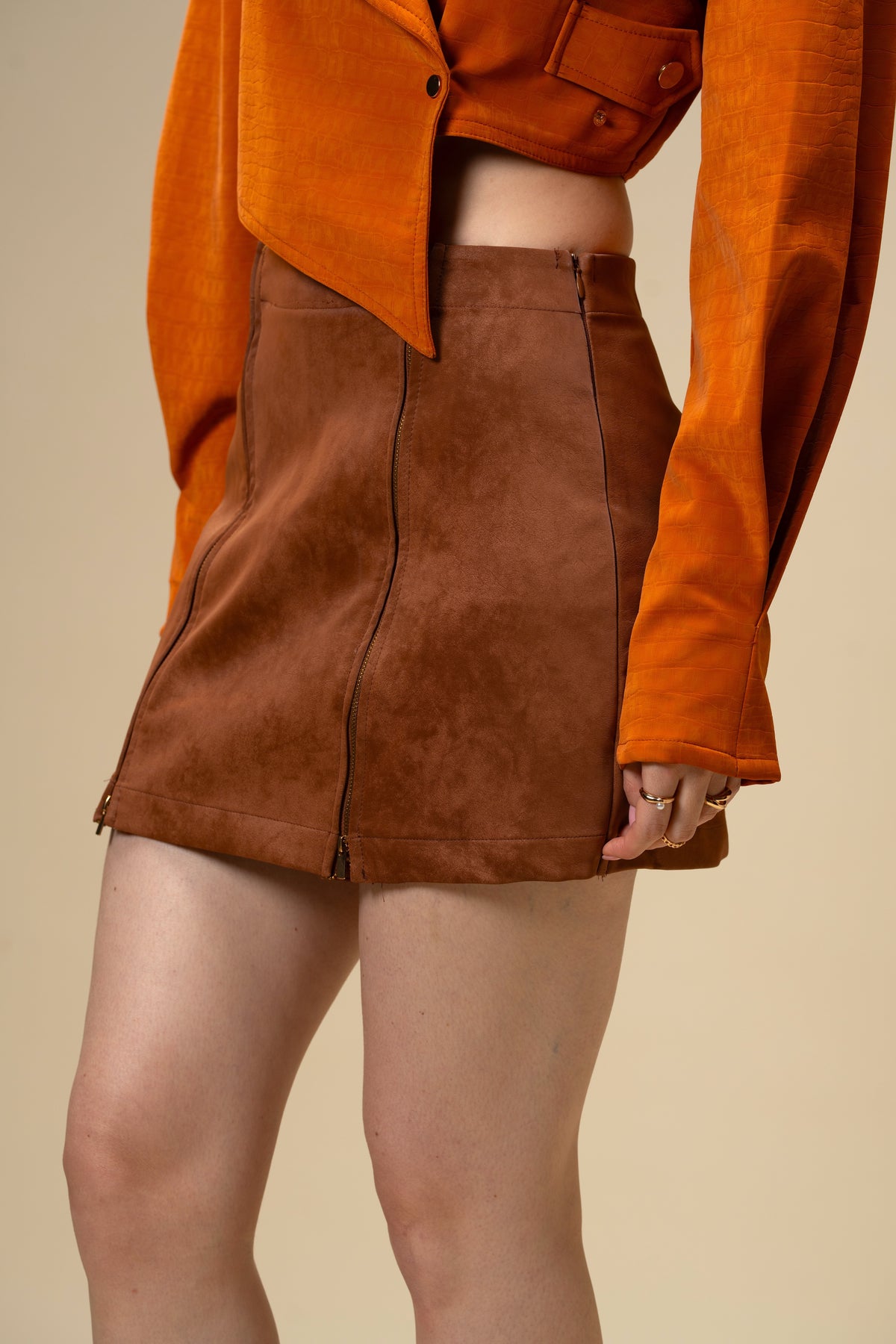 Copper Core Burnt Orange Faux Leather Jacket