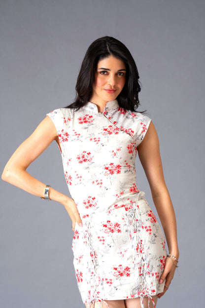 Secret Bloom Floral Rayon Top with Mandarin Collar