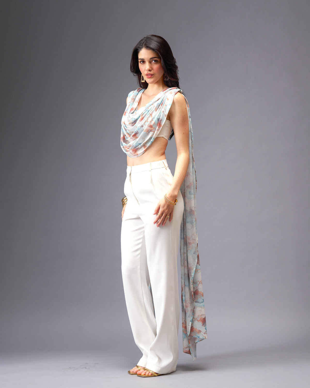 Autumn Wind  2- piece Set with Off-white Bralette with Removable Sash