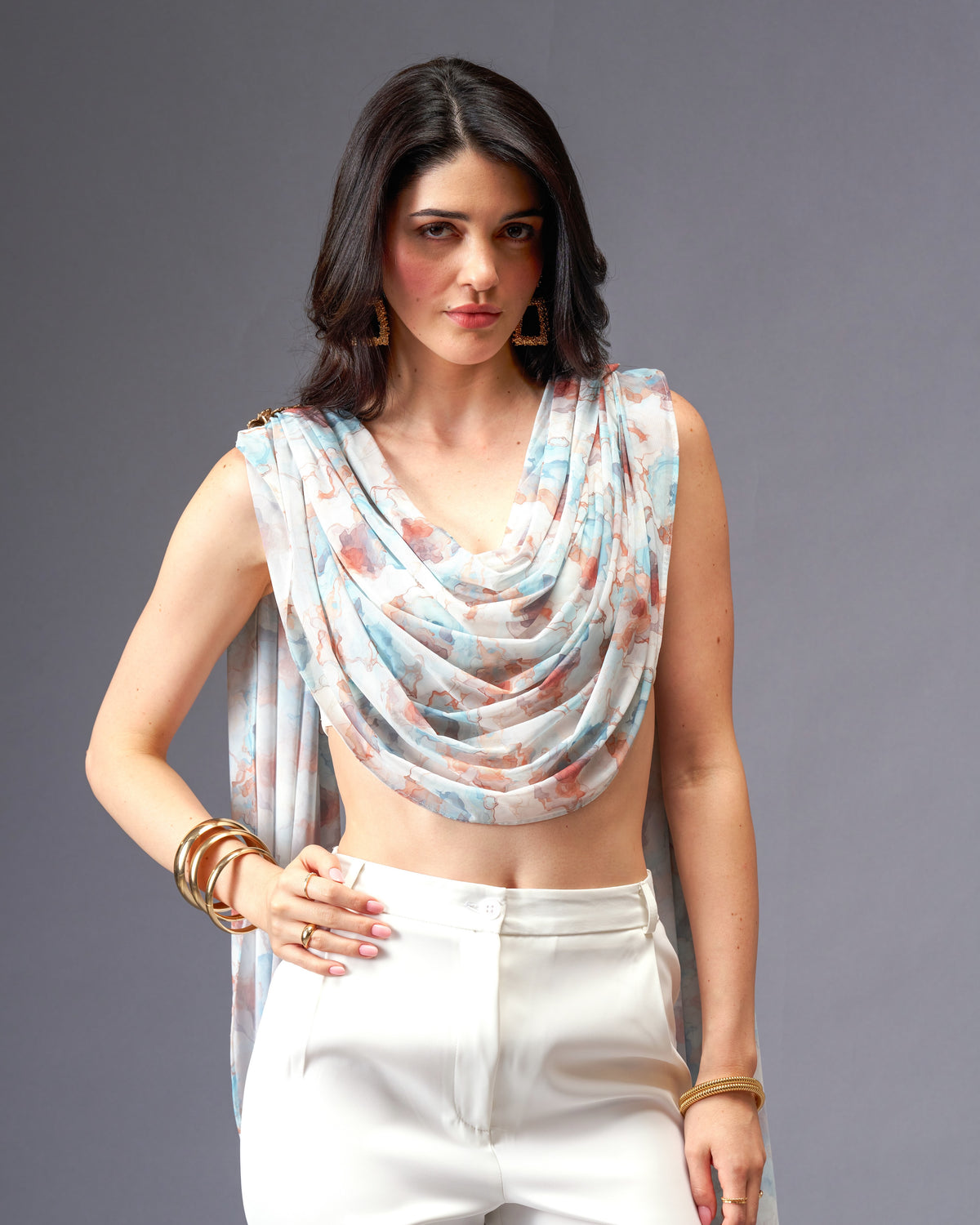 Autumn Wind  2- piece Set with Off-white Bralette with Removable Sash